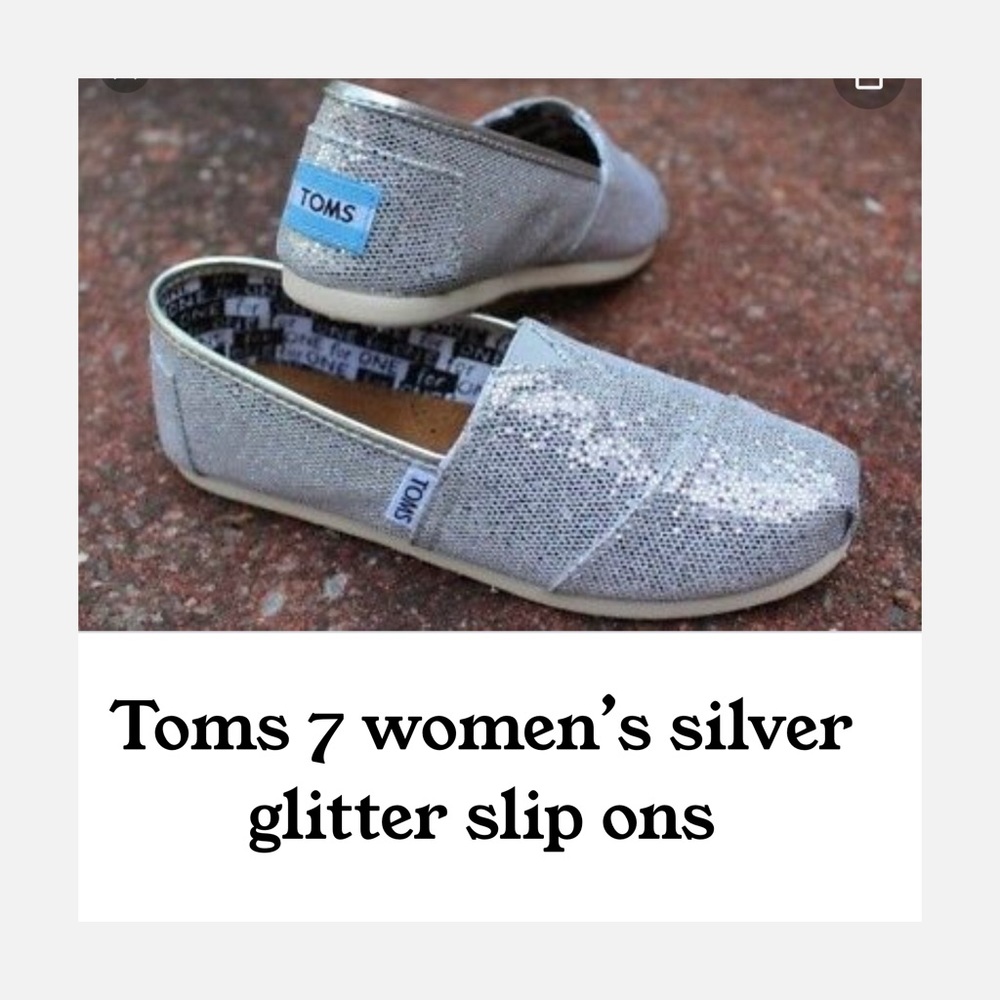 Toms women’s size 7 silver glitter slip ons